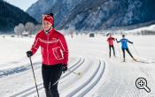 Cross-country skiing on an alpine trail in Pfitschtal